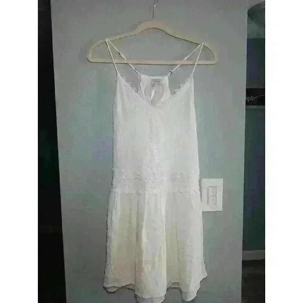 Lauren Conrad SL Lace Trim Collars Open‎ Shoulders White Dress WM Size S. NWOT
